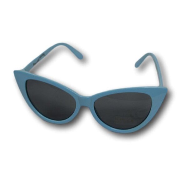 Petals & Peacocks Zumiez Baby Blue Meow Meow Cat Eyes Sunglasses UV 400 NWT - Picture 1 of 2